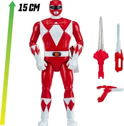 POWER RANGERS Power Ranger - Auto-morphin, Figurine articulée 2-en-1, 15 cm, Ranger Rouge - Jason Lee Scott, Pour les enfants dès 4 ans, PWG072