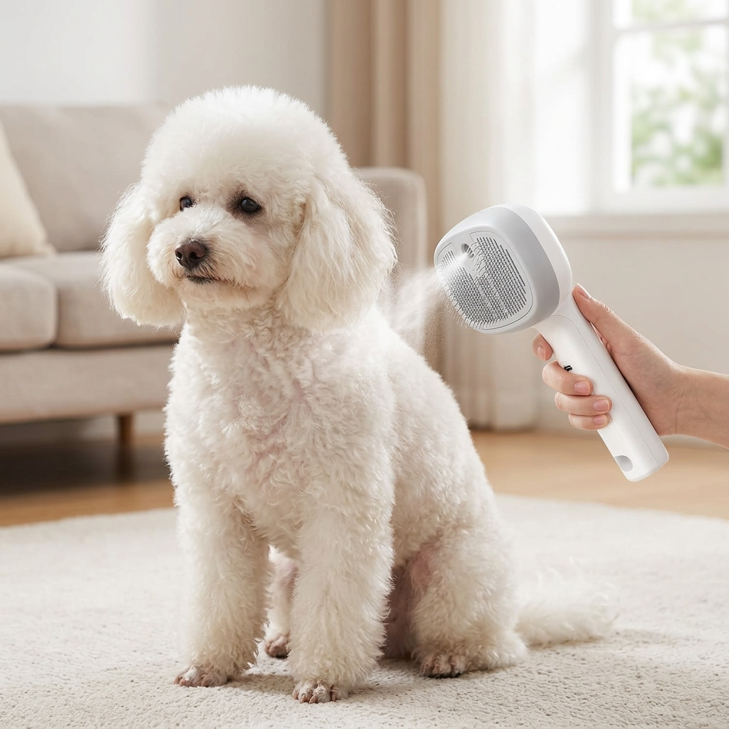 PECUTE Brosse à vaporisation avec réservoir d'eau pour animaux - Blanc