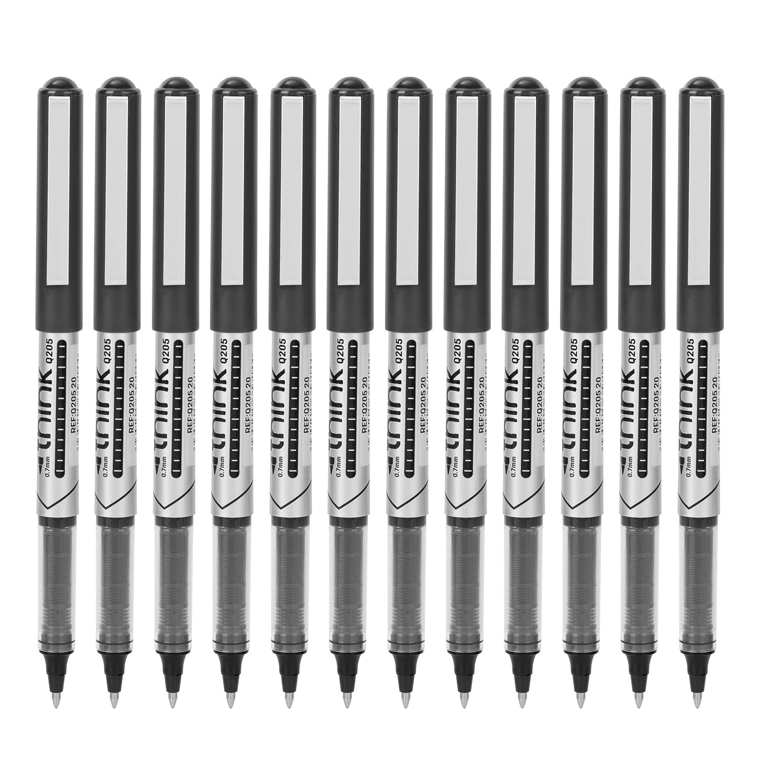 Deli Lot de 12 stylos noirs à encre gélifiée avec pointe de 0,7 mm
