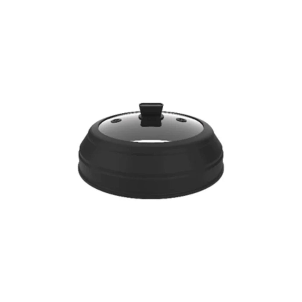 M&Co Couvercle pliable pour micro-ondes 27 cm, Écran anti-éclaboussures et couvercle de service, Silicone et verre résistants à la chaleur, Résiste jusqu’à 200 °C, Rangement gain de place, Rouge