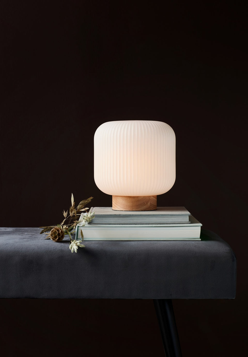 Lampe à poser MILFORD verre base bois IP20 E27 - Nordlux, Intérieur