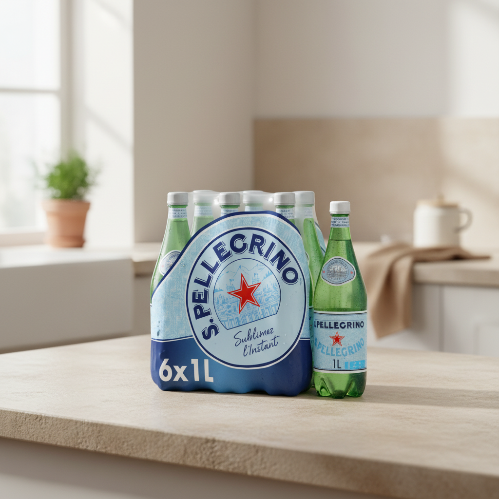 SAN PELLEGRINO Eau minérale naturelle gazeuse - 6 x 1 L