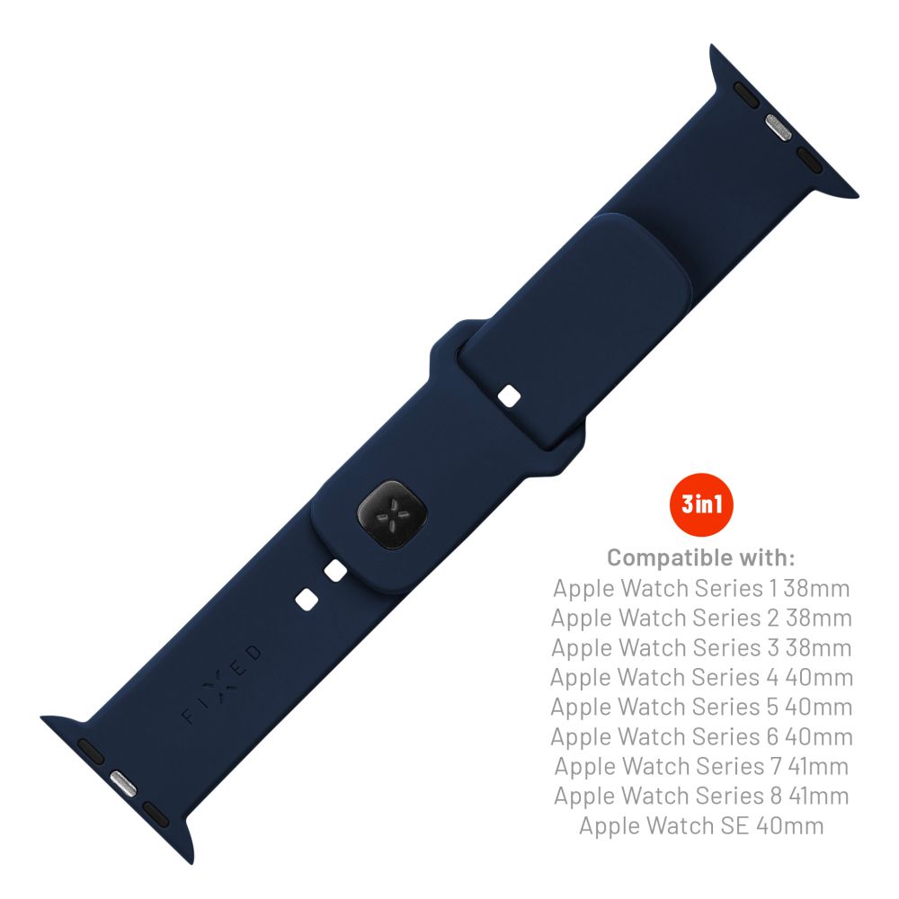 FIXED Bracelet silicone pour Apple Watch 38/40/41 mm, bleu