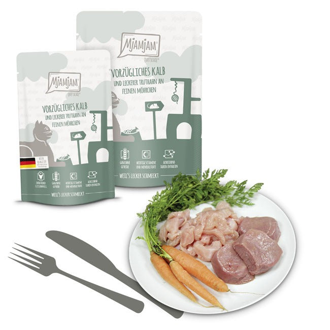 [Peut être servi frais pour l'été] MjAMjAM Quetschie Nourriture humide pour chat dinde veau carotte 300 g x 6