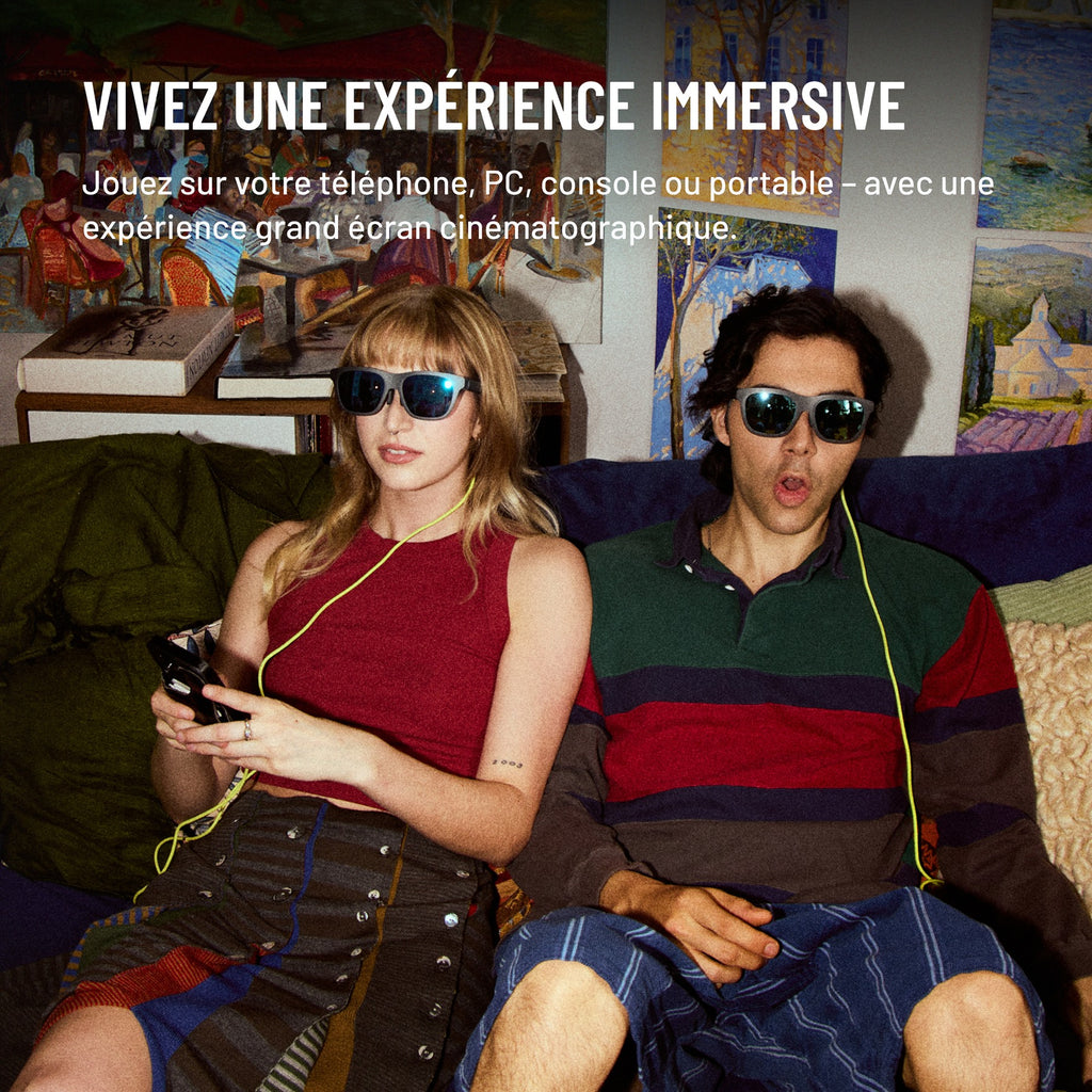 Lunettes AR xbx a01+ de XREAL — 62 g ultra-léger, écran portable grand format 147 ” pour films et jeux, HDR10 lumineux 1600 nits, USB-C DP pour iPhone, iPad, Android, Steam Deck, ROG & PC