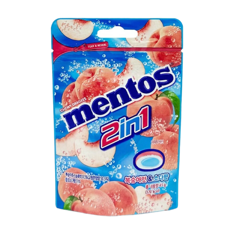 MENTOS Duo Bonbons gélifiés saveur Pêche & Soda - 45 g