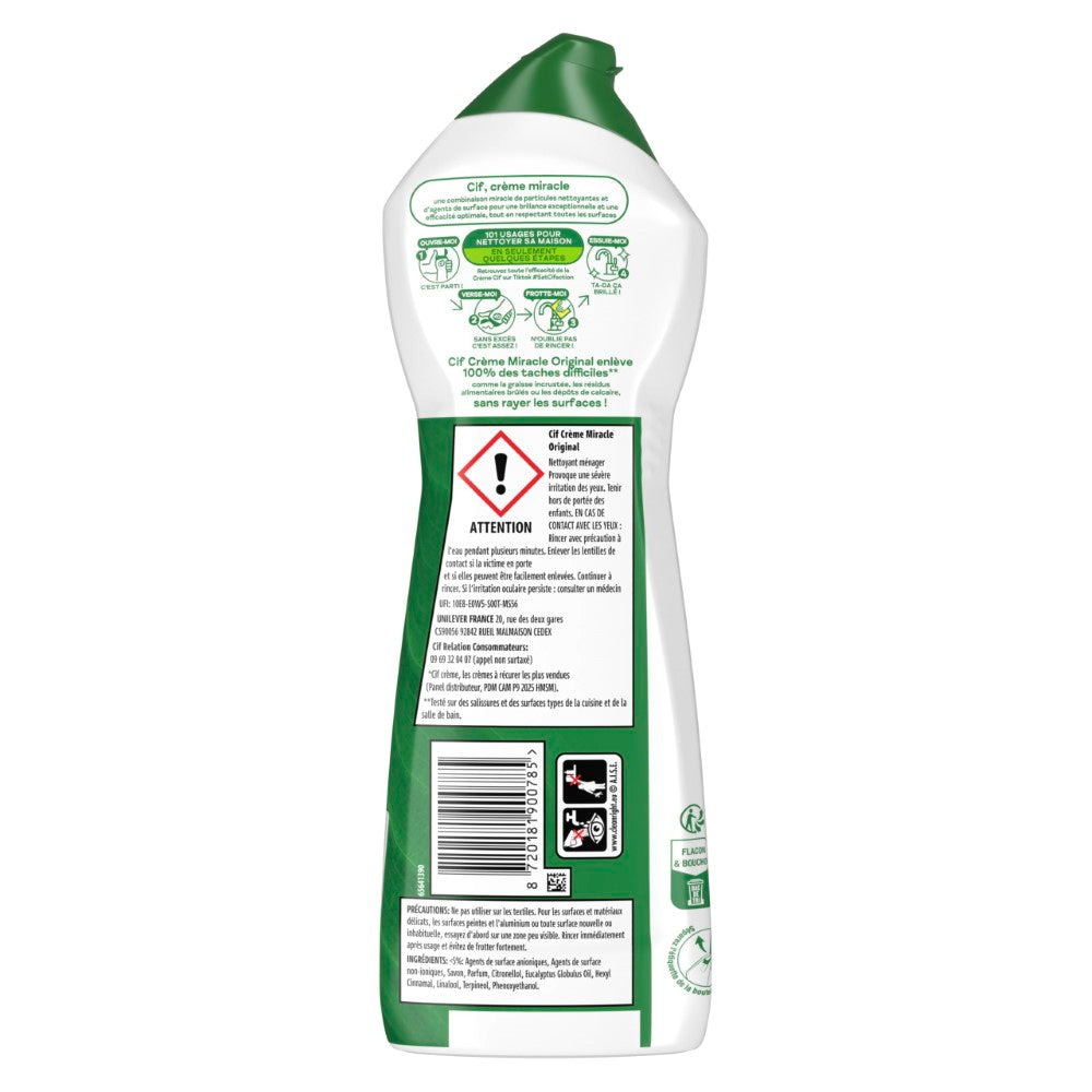 CIF Crème à récurer Miracle brillance sans traces Original 750 ml