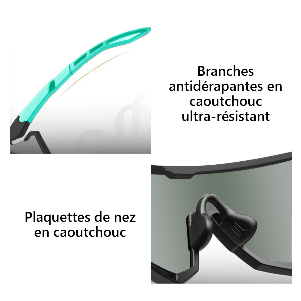 Revoray Lunettes de Cyclisme — Verre Monobloc en PC Haute Définition et Antichoc, Monture Légère en TR90, Protection UV400, Design Aérodynamique, Lunettes de Soleil de Cyclisme Professionnel, X3-noir