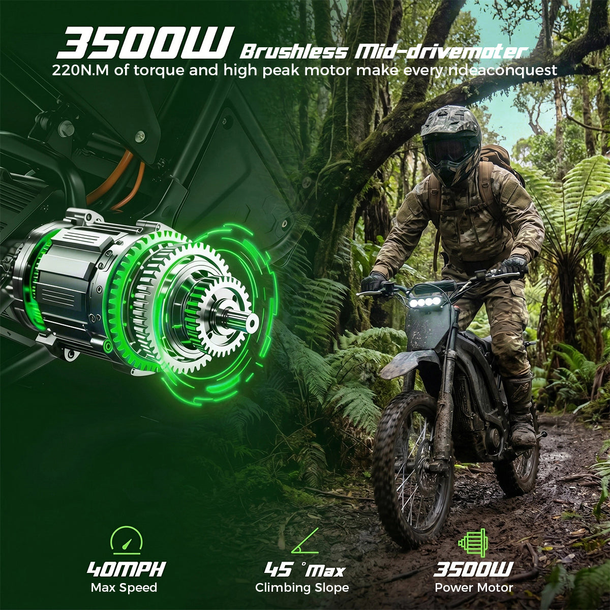 Vélo d'aventure électrique VIPCOO, batterie amovible 48 V, système de freinage hydraulique, suspension complète, randonnée en plein air haute performance pour adultes et adolescents