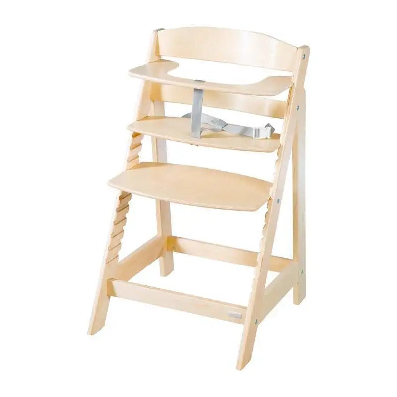 roba Chaise haute pour bébé Sit Up Flex - Chaise haute en bois extensible - Chaise haute réglable avec barre de sécurité - dès 6 mois jusqu'à 70 kg - Naturel