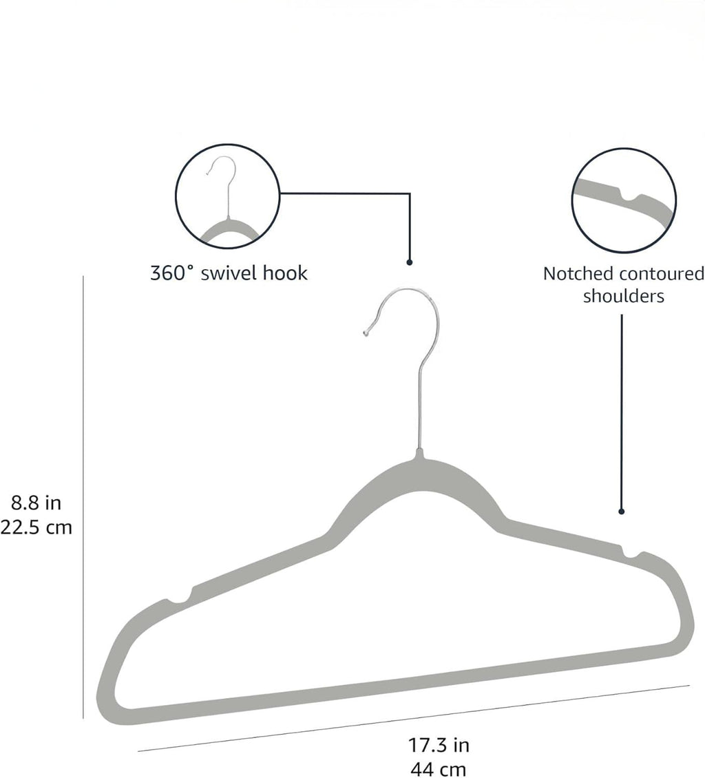 ANQI Lot de 50 cintres en velours antidérapants - Gris/argent