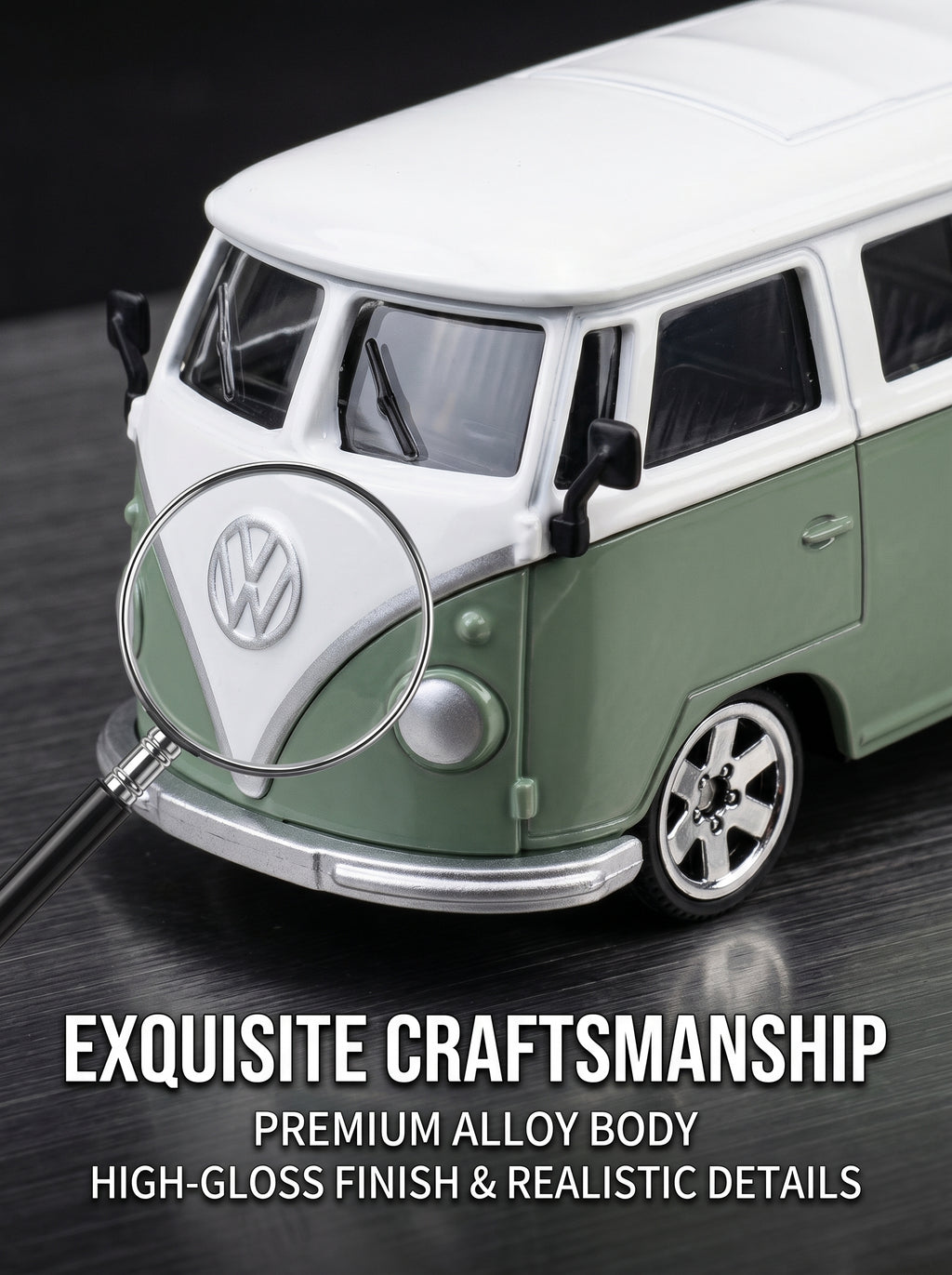 CCA Modèle réduit Volkswagen T1 Bus à l’échelle 1:56 – Voiture jouet en métal moulé sous pression, format de poche, avec suspension – Cadeau d’anniversaire pour garçons