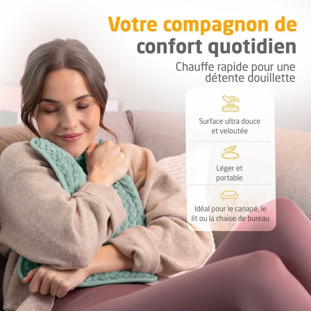 medisana HP 517 Coussin chauffant, Vert, Ultra-doux, 4 niveaux de chaleur, Arrêt automatique