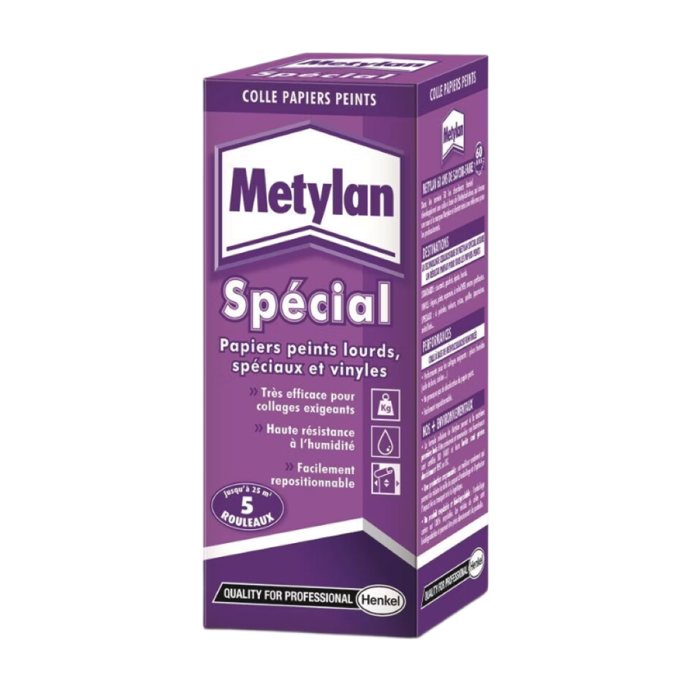 Henkel Metylan Spécial | Colle Papiers Peints (paquet De 200g) - Renforcée Pour Papiers Peints Lourds, Spéciaux Et Vinyles â€“ Repositionnable Pour Pièces Humides Jusquâ€™à 25 M²