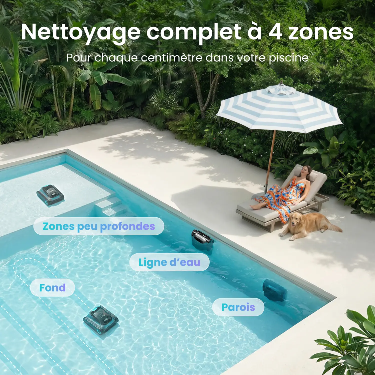 AIPER Scuba S1 Upgrade Robot Piscine Nettoyage Sol, Parois & Ligne d’Eau, Autonomie de 270 Min, Filtration Ultra-Fine, Navigation Intelligente, Application & Mises à Jour OTA