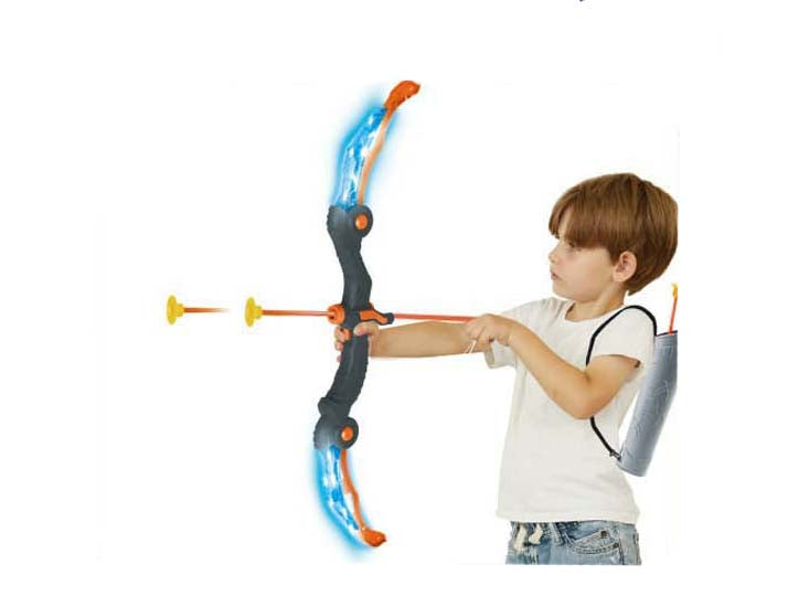 Set d'arc et flèches de tir à l'arc sonore et lumineux pour garçon, Kit jouet en ABS + PP avec musique pour entraînement au tir sur cible