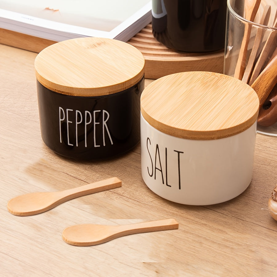YumiPLUS Ensemble salière et poivrière avec cuillère en bambou 2 pièces
