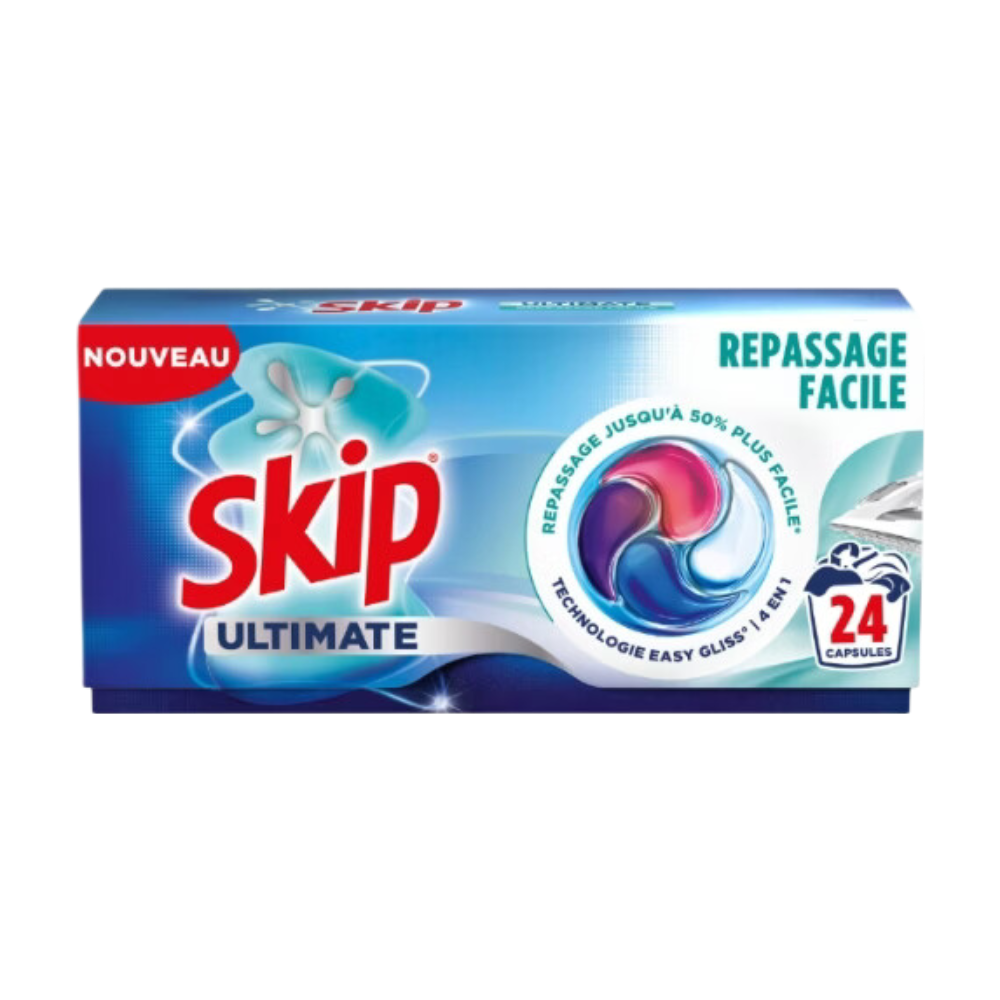 Skip Ultimate 4-en-1 Capsules de Lessive Repassage Facile Lot de 24