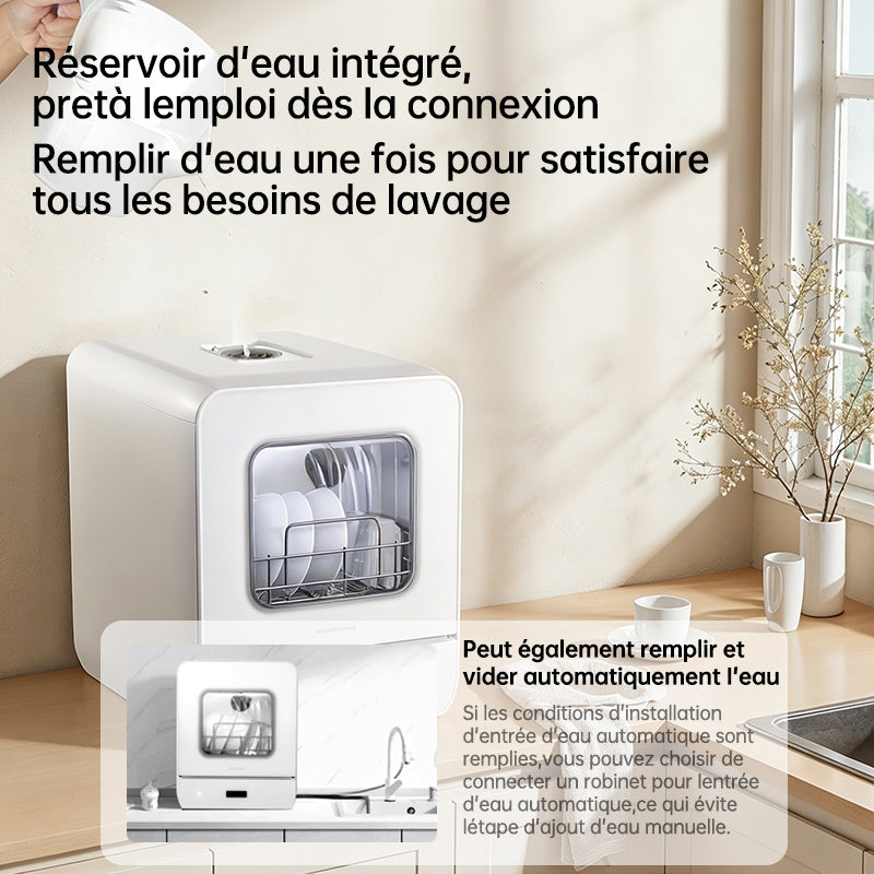 GORGENOX Lave-vaisselle domestique de table, Capacité 3 couverts, Adapté aux bébés et aux mamans, 4-en-1 (Lavage, Désinfection, Séchage et Rangement)