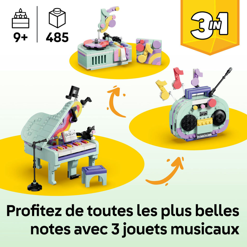 LEGO Creator 3-en-1 Ensemble de Construction Décoration Musicale Piano et Chat 31392
