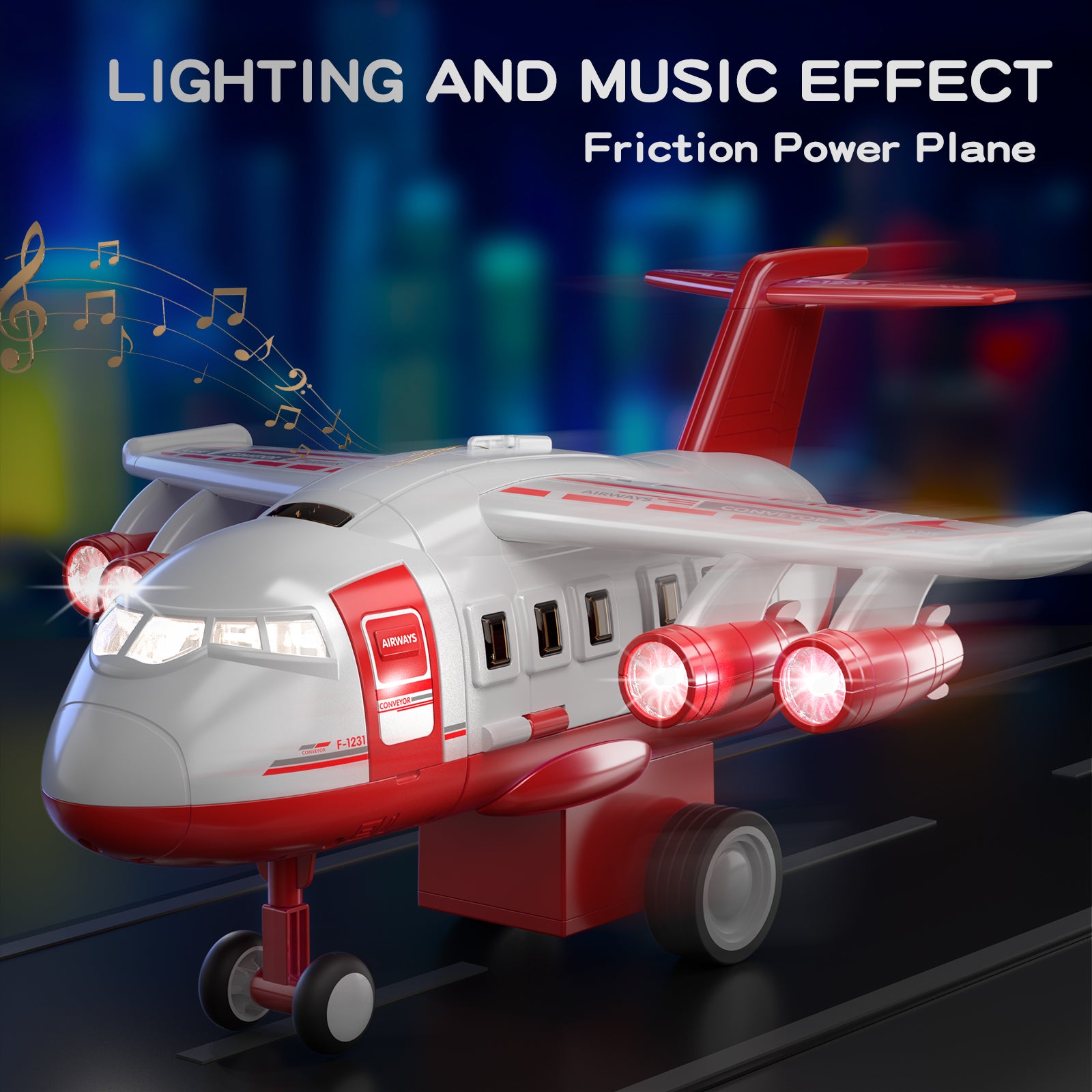 Jouet avion avec voitures de pompiers et tapis de jeu, avion avec lumières et sons pour garçons et filles