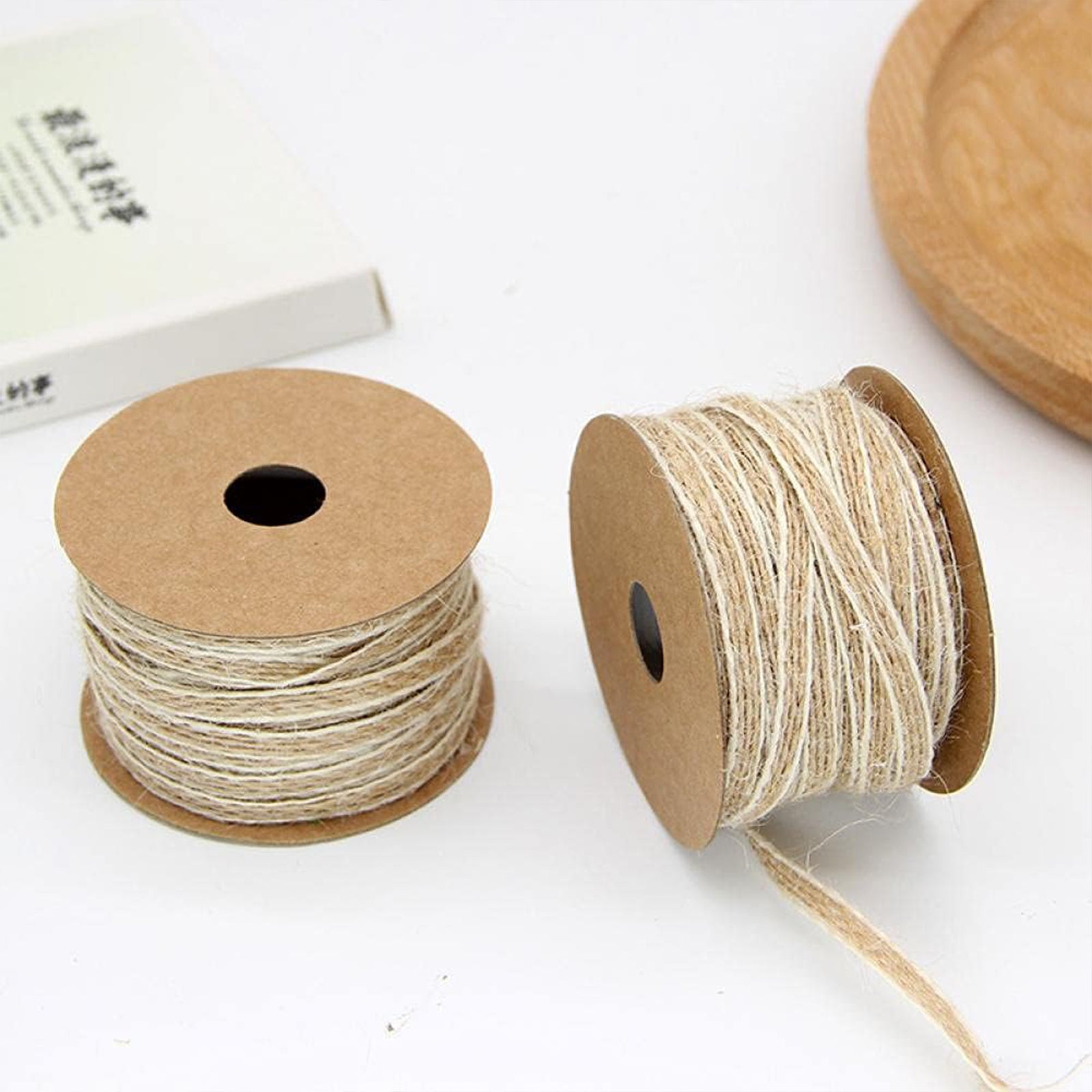 JU7CER Rouleau de filet en jute 2 pièces avec cordon en lin jaune et ruban tissé nœud décoratif DIY pour les arts de Noël et l'emballage de la ligne de pêche Longueur : 10 m, largeur : 0,6 cm
