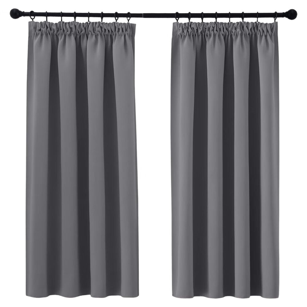PONY DANCE Lot de 2 rideaux occultants plissés L 117 x H 183 cm - Gris