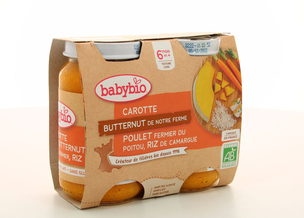 BABYBIO Pot carotte courge butternut poulet riz 6mois 2x200g