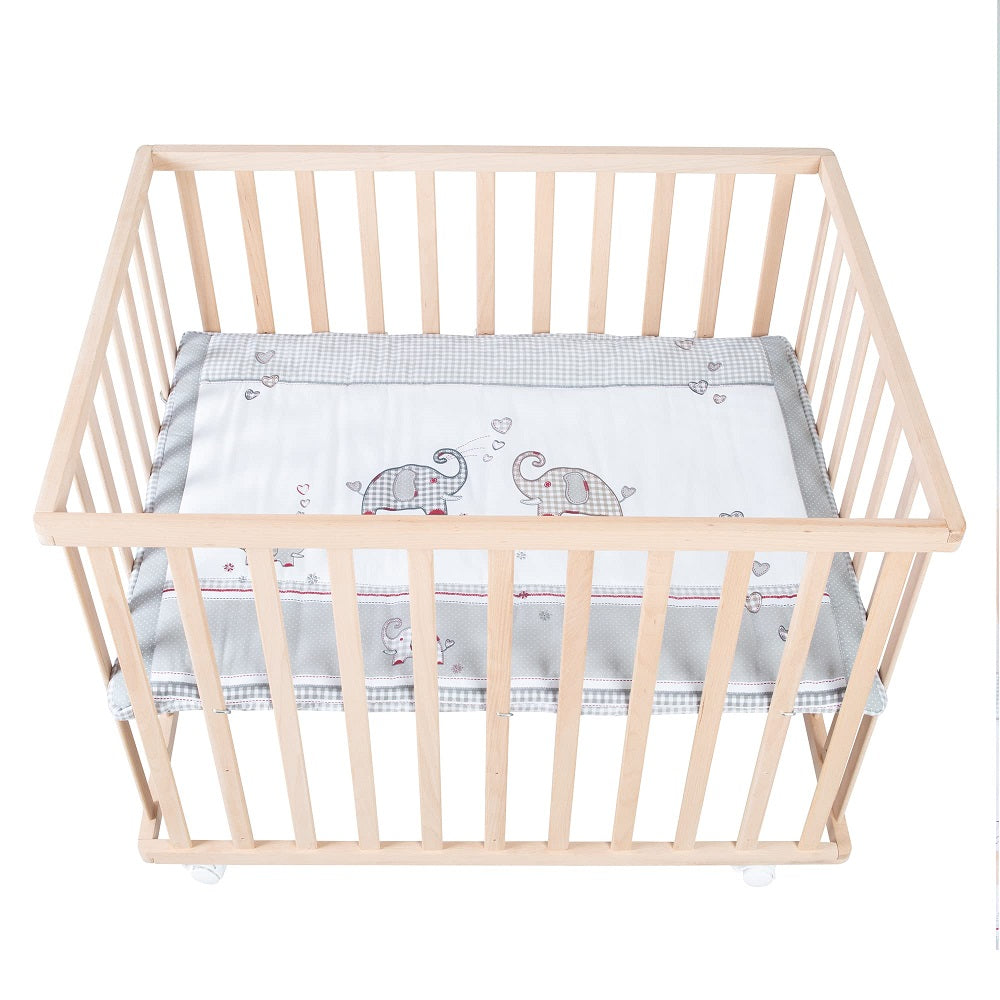 roba Jumbotwins parc rectangulaire en bois 75 x 100 cm avec tapis et roulettes verrouillables (blanc)