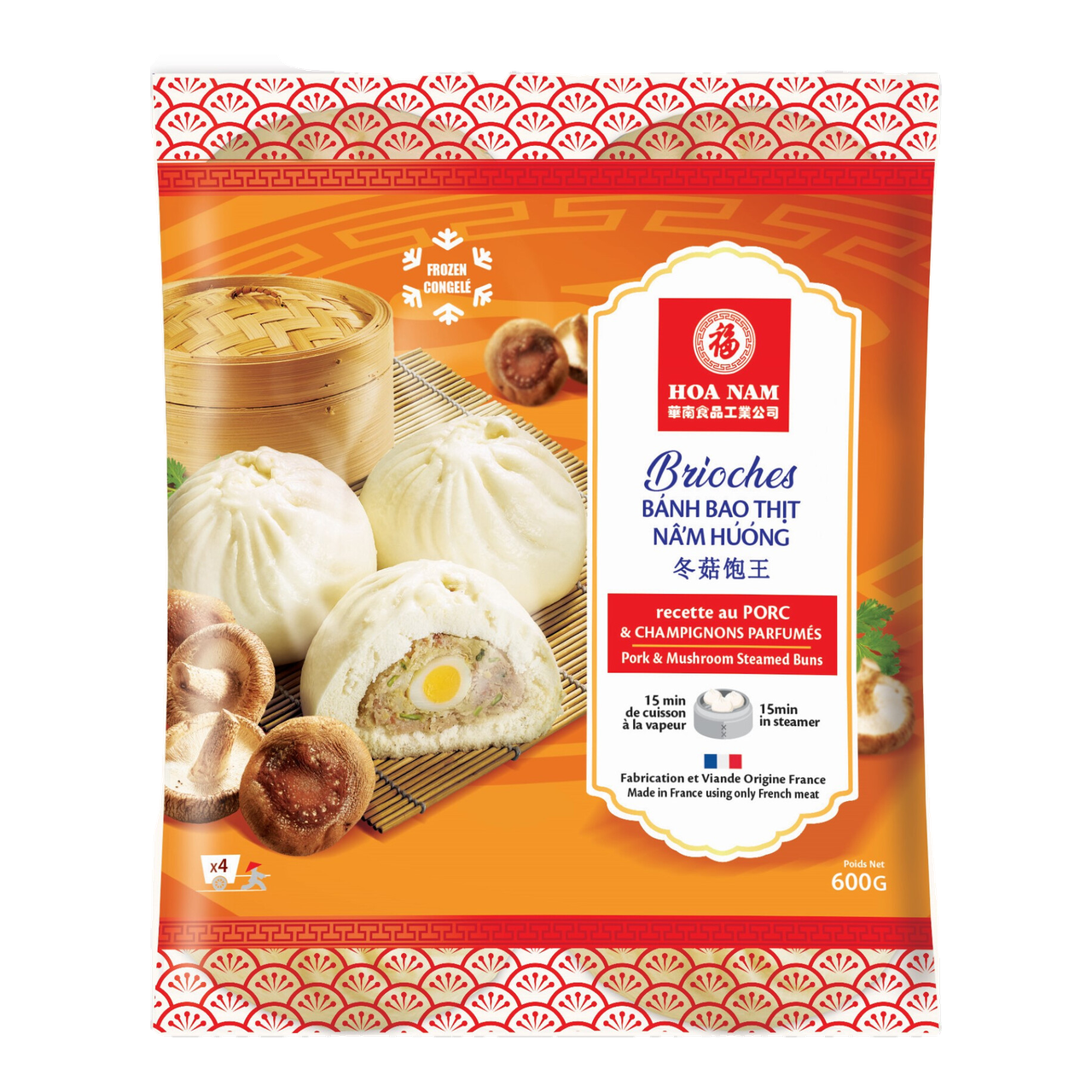 Hoa Nam Brioches salées aux champignons 4 pièces 600 g