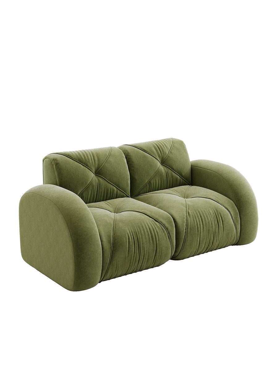 URBAN MEUBLE Canapé double modulable sans cadre — 204x95x76 cm — Tissu Chenille vert — Mousse haute densité