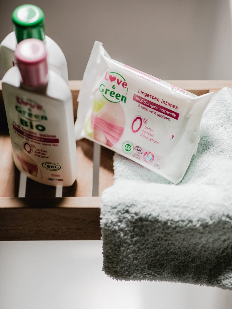 LOVE&GREEN Lingettes intimes APAISANTES sans parfum x 20