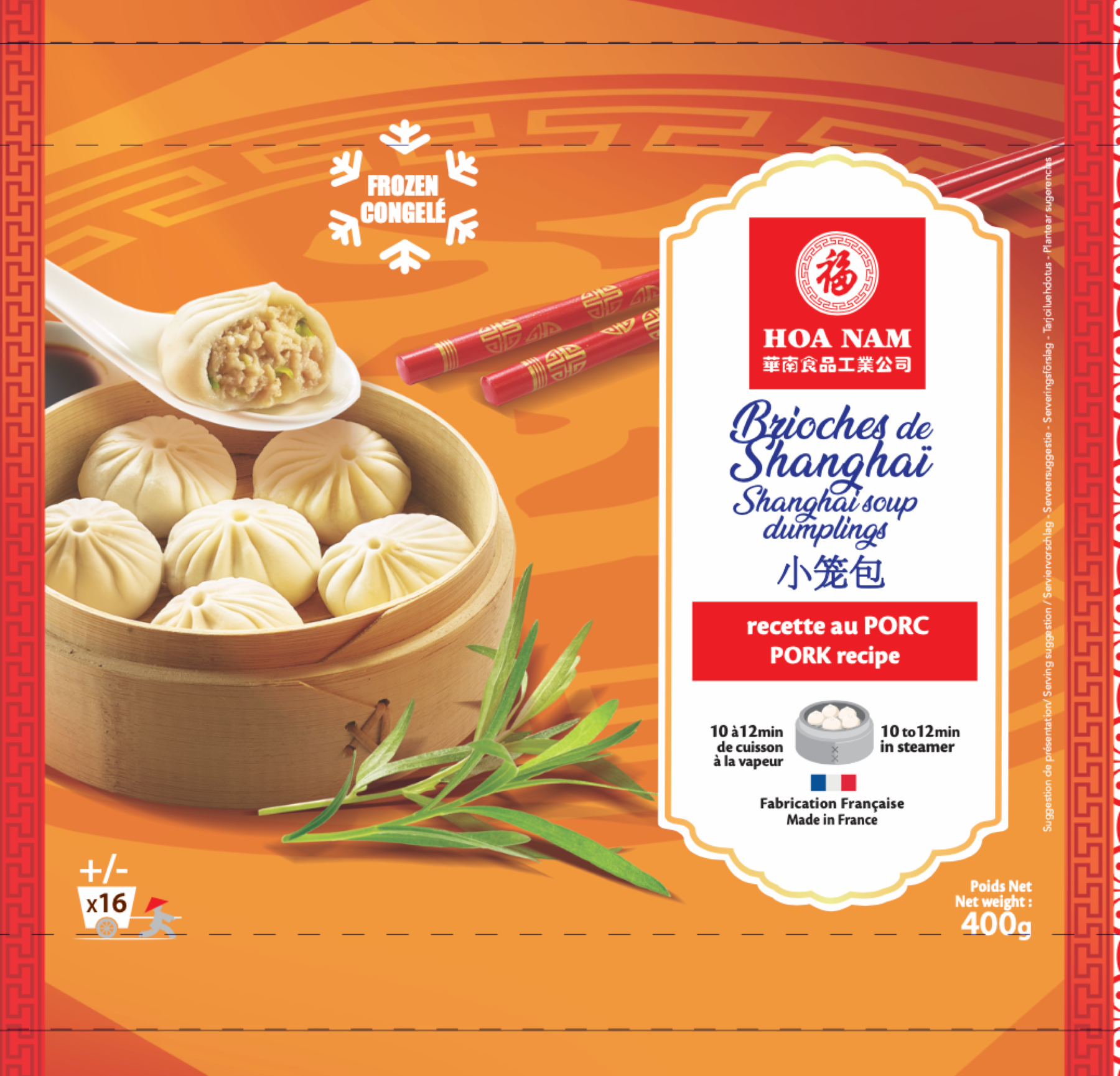 Hoa Nam Xiao Long Bao Brioches de Shanghaï au porc - environ 16 pièces - 400 g