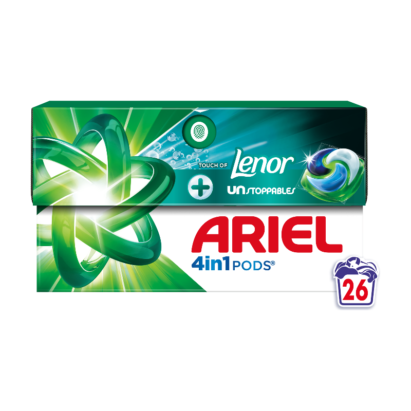 Ariel PODS® capsules de lessive 4 en 1 + Unstoppables Aerian 26 doses