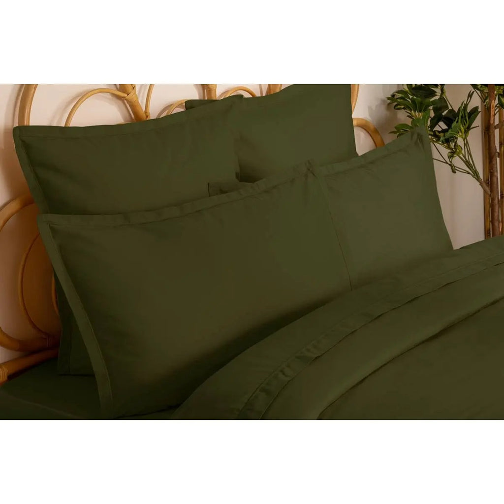 Atmosphera Housse de couette en coton 1 personne vert kaki - 140 x 200 cm