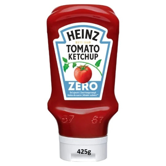 HEINZ Ketchup Tomate, 50% Moins de Sucre et de Sel, Flacon à Pression Inversible, 435g
