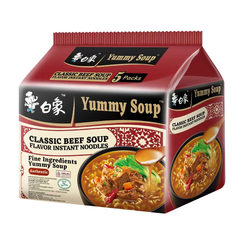 Bai Xiang Nouilles classiques saveur soupe de bœuf - 97 g x 5