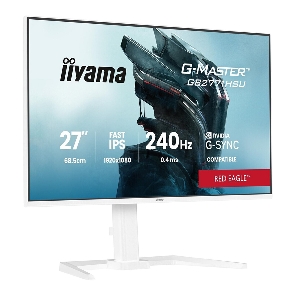 iiyama G-MASTER GB2771HSU-W1 - Moniteur Gaming IPS Rapide 27 Pouces (Réglable en Hauteur, Hub USB, Design Blanc)