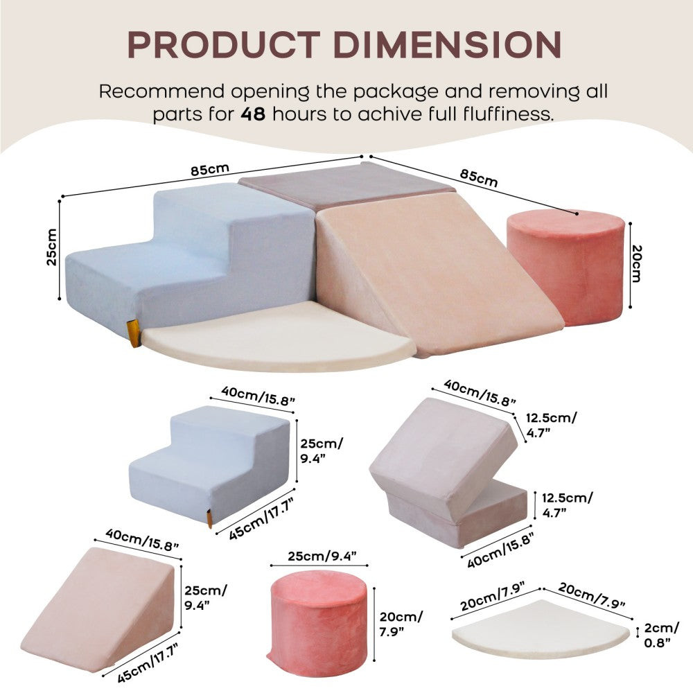 Blocs de construction en mousse pour enfants BanaSuper, blocs de construction XXL en mousse, certifiés EN71, jouet Montessori pour enfants, coque lavable pour le plaisir en intérieur, coffret de jeu en mousse douce pour bébé (Bleu Rose)