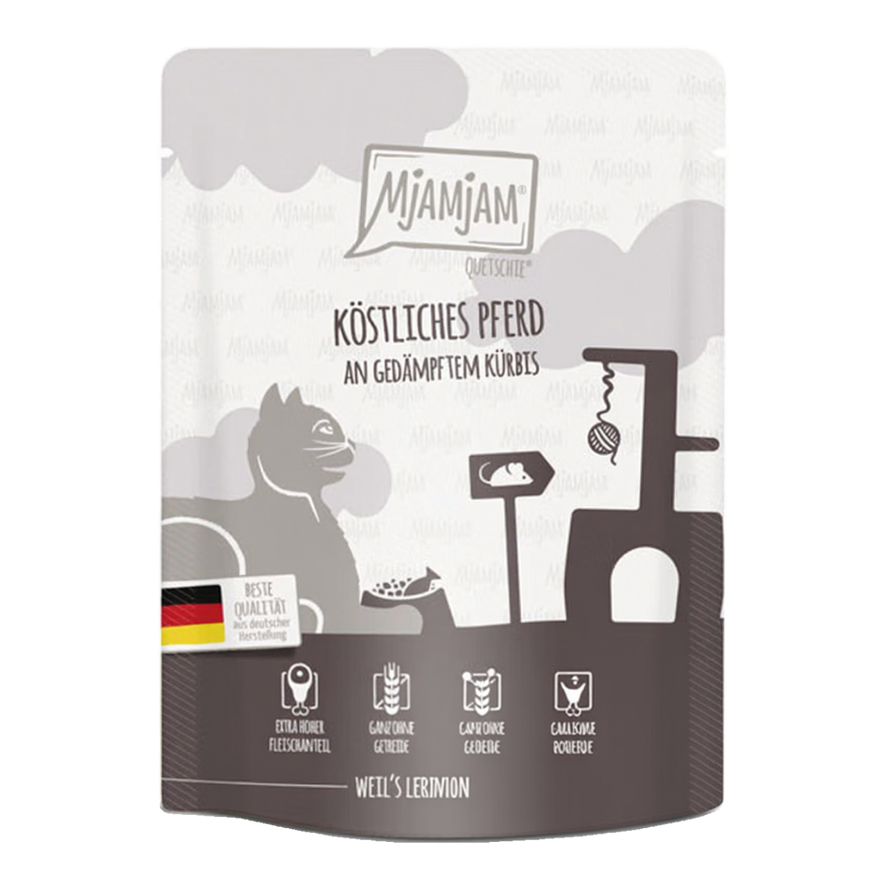 MjAMjAM Aliment humide pour chat Quetschie Cheval et potiron 300 g x 6