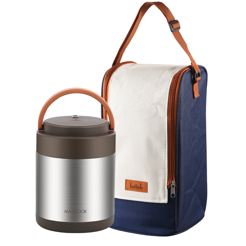 Maxcook Bocal alimentaire isotherme en acier inoxydable 304 pour aliments chauds - Boîte repas thermique sous vide en acier inoxydable, Thermos à soupe étanche