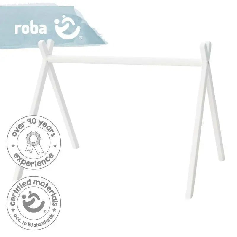 roba Montessori Arche de Jeu pour Bébé - Gym pour Bébé en Bois et Centre d'Activités, Peinte en Blanc - Triangle de Jeu pour Bébé, 3+ Mois, pour Ensembles de Jouets à Suspendre