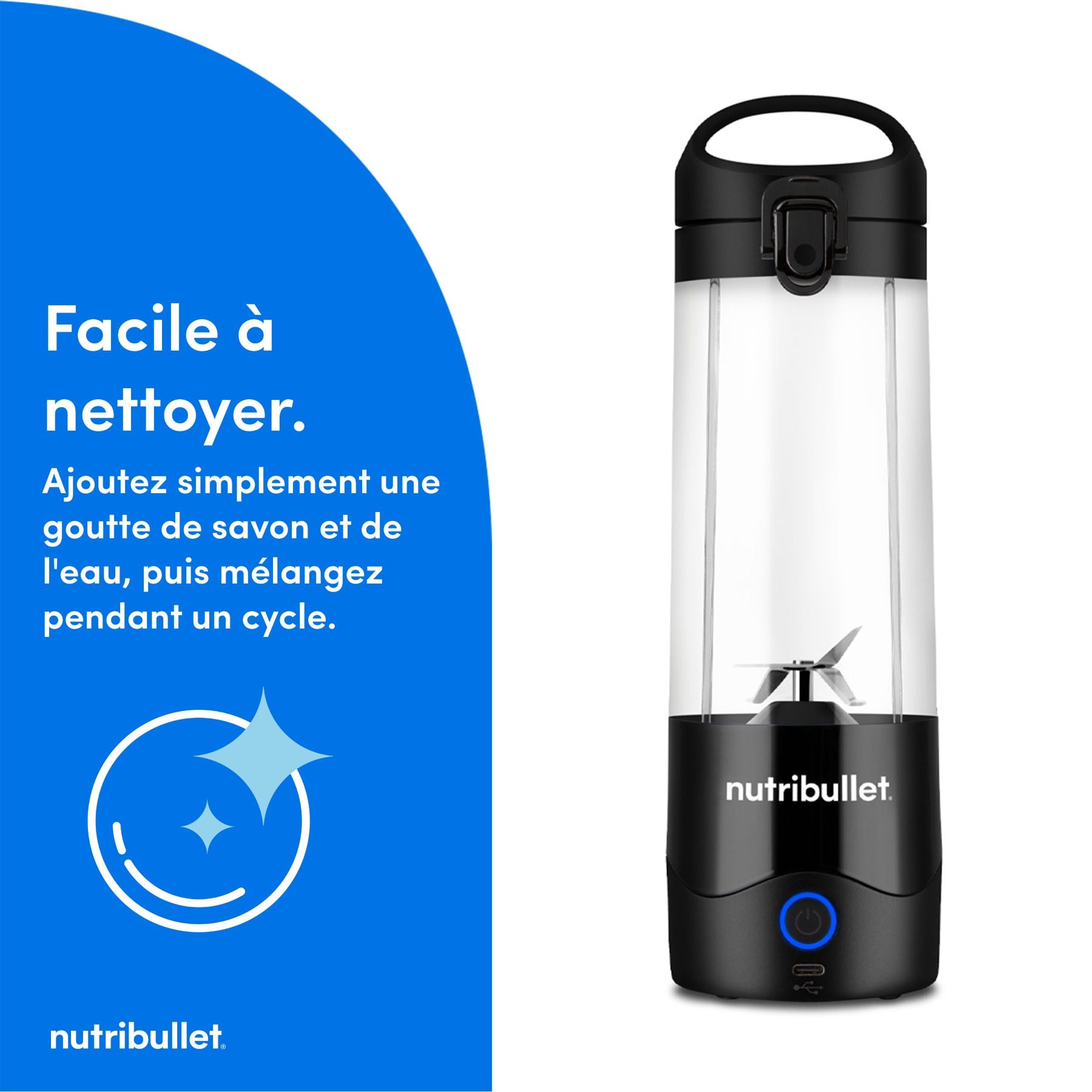 nutribullet Portable, Blender Personnel Rechargeable USB, NBP003B, Noir