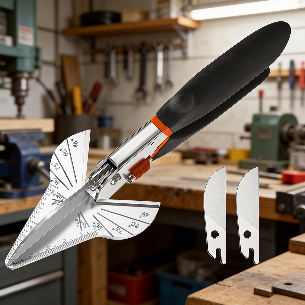 GARTOL Cisaille à onglets multi-angle, cisaille à goulottes multifonction pour moulures et baguettes de finition en vinyle et bois, réglable de 45 à 120° avec lames SK5