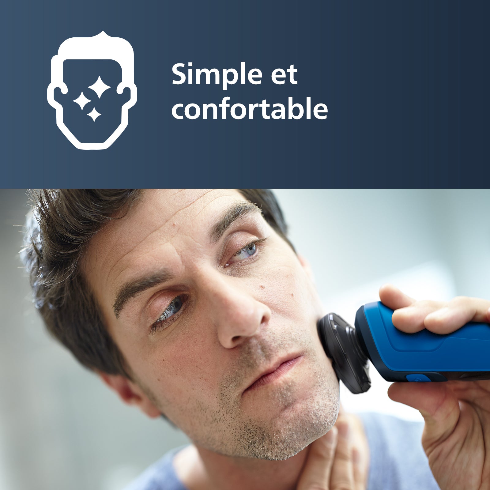 Philips Series 5000 S5466/17 Rasoir électrique avec têtes flexibles 360°, lames ComfortTech auto-affûtées, rasage humide & sec, tondeuse de précision SmartClick, charge rapide - Bleu