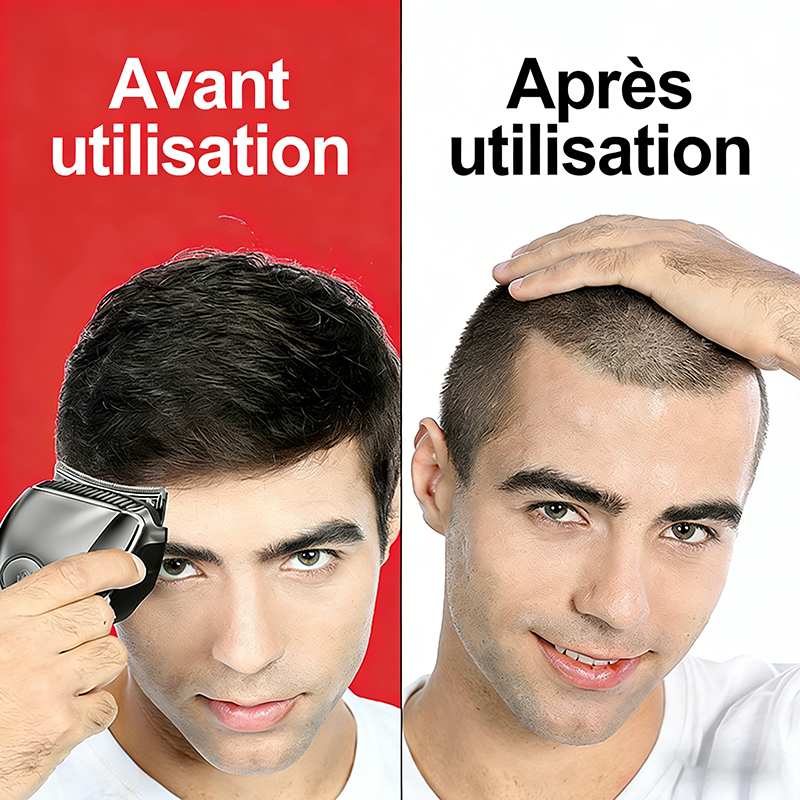 Komingdon Tondeuse à cheveux sans fil rechargeable Homme Coupe précise Nettoyage facile Longue autonomie Argent
