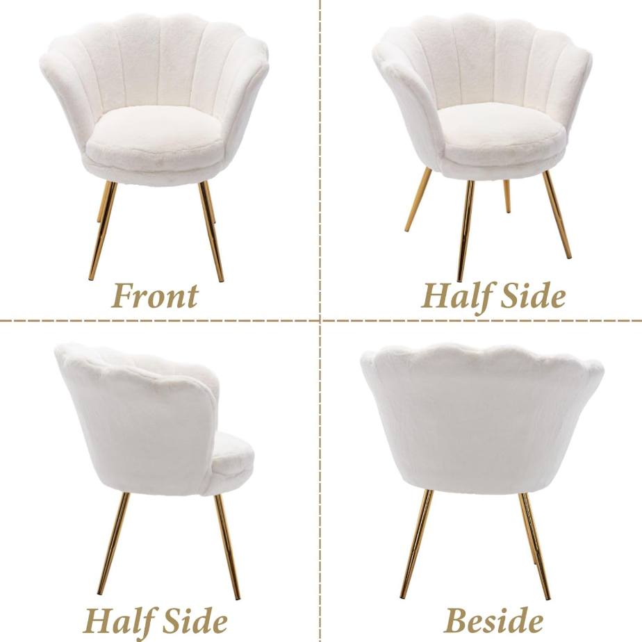 Ya-Home Chaise d'appoint rembourrée avec pieds dorés, chaise de coin moderne en forme de pétale pour salon/chambre