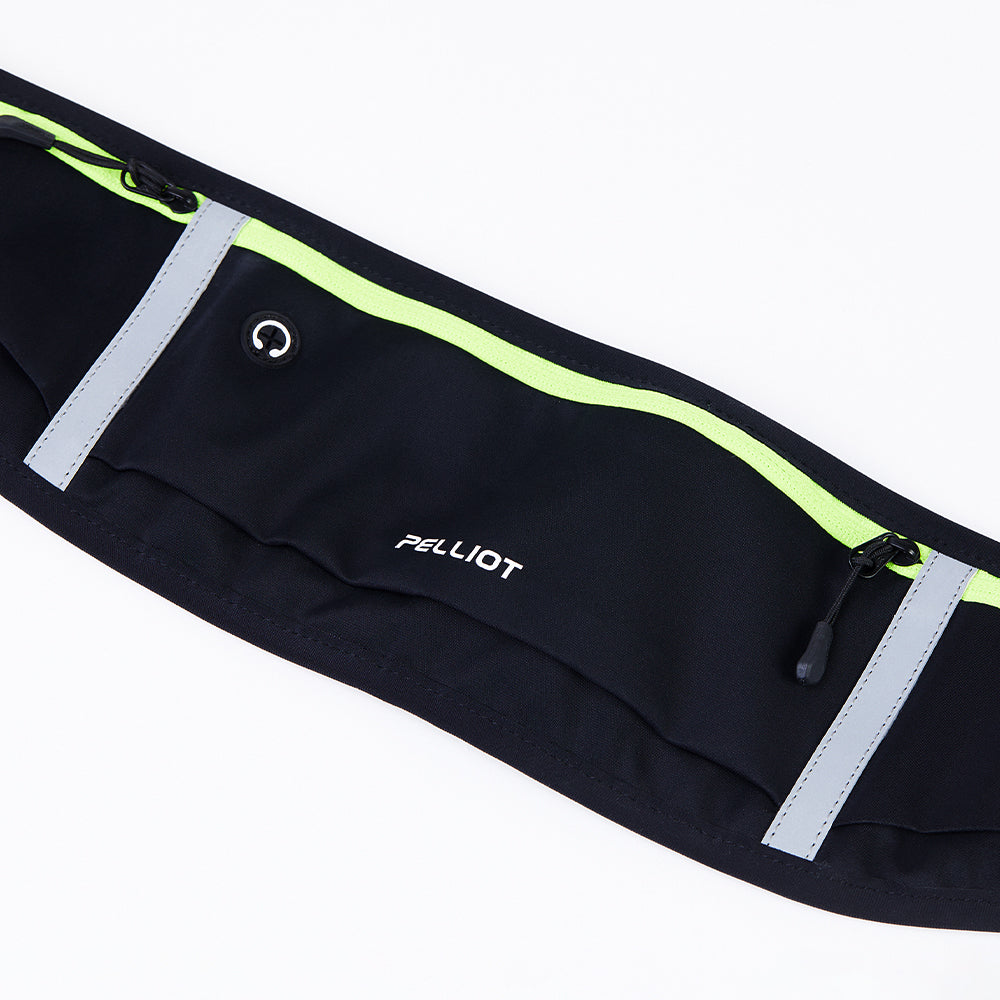 PELLIOT Sac banane Unisexe Sport Extérieur Mains Libres Pratique – Contraste saisissant avec des accents verts fluorescents, Noir obsidienne