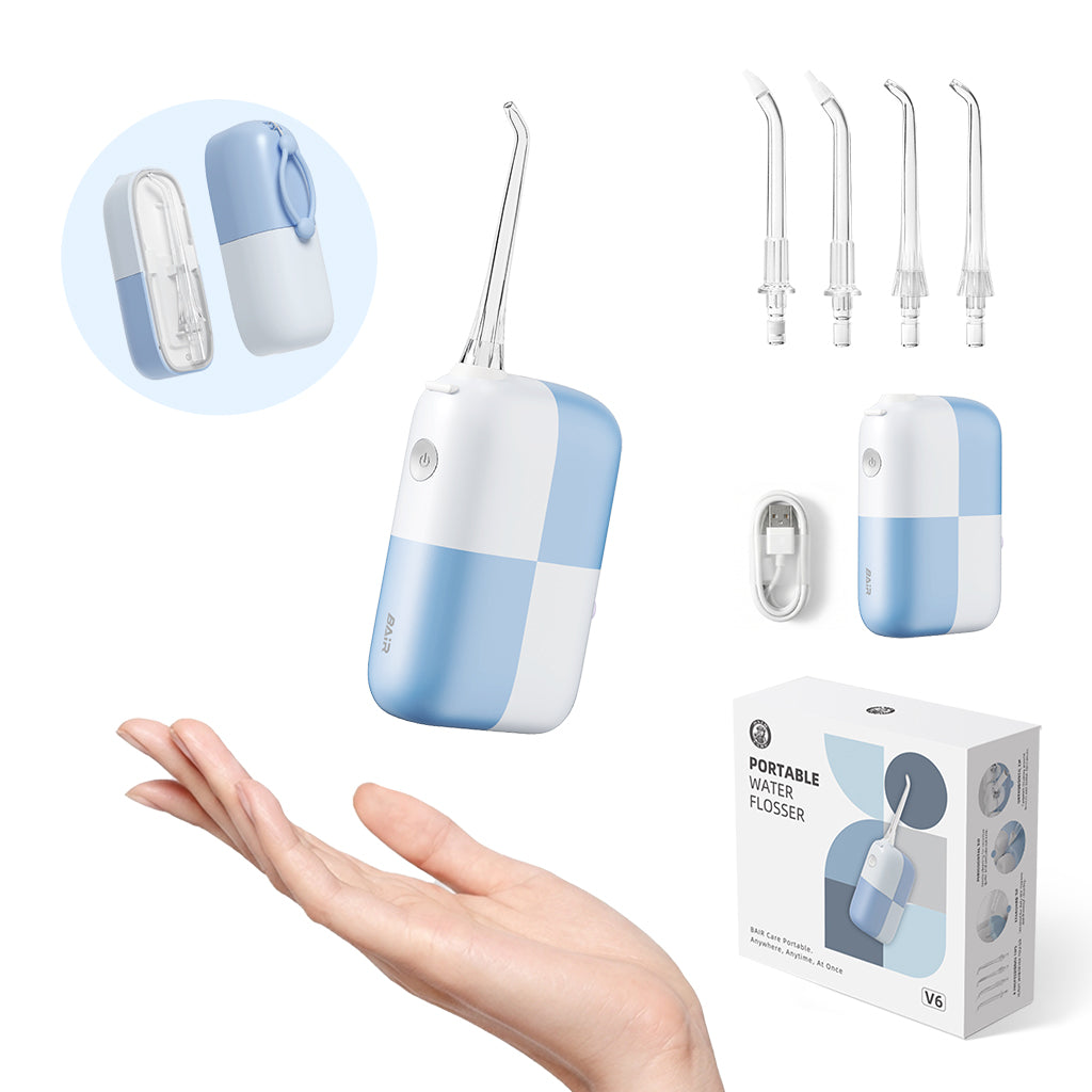 BAIR CARE V6 Hydropulseur Portable de Poche avec Réservoir Magnétique Innovant, Mode Jet Pression, Autonomie 30 Jours, Rechargeable USB, Étanche IPX7, Idéal pour les Voyages