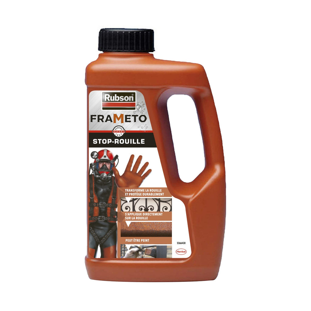 Rubson | Frameto Stop-Rouille (bidon 1 L) – Traitement anti-rouille pour intérieur et extérieur – Convertisseur de rouille à effet immédiat, peut être peint